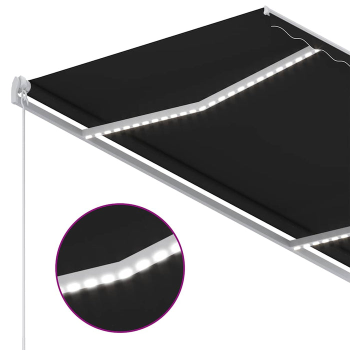 Copertină retractabilă manual cu LED, antracit, 300x250 cm WALTI