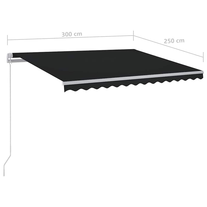 Copertină retractabilă manual cu LED, antracit, 300x250 cm WALTI