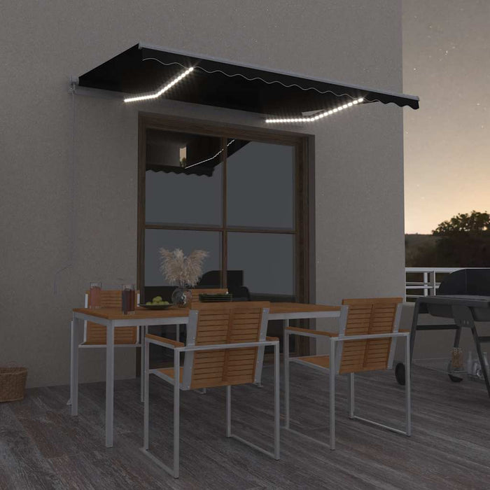 Copertină retractabilă manual cu LED, antracit, 300x250 cm WALTI