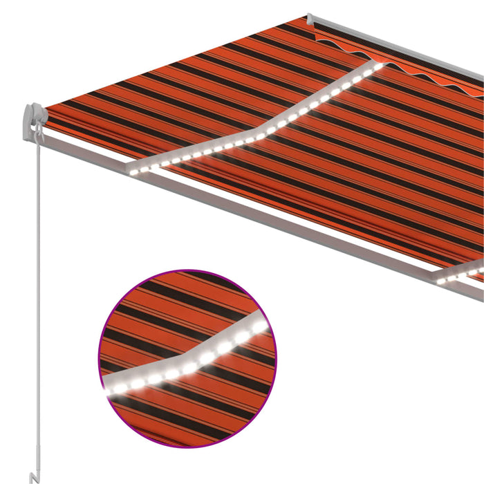 Copertină retractabilă manual LED, portocaliu & maro 300x250 cm - WALTI WALTI