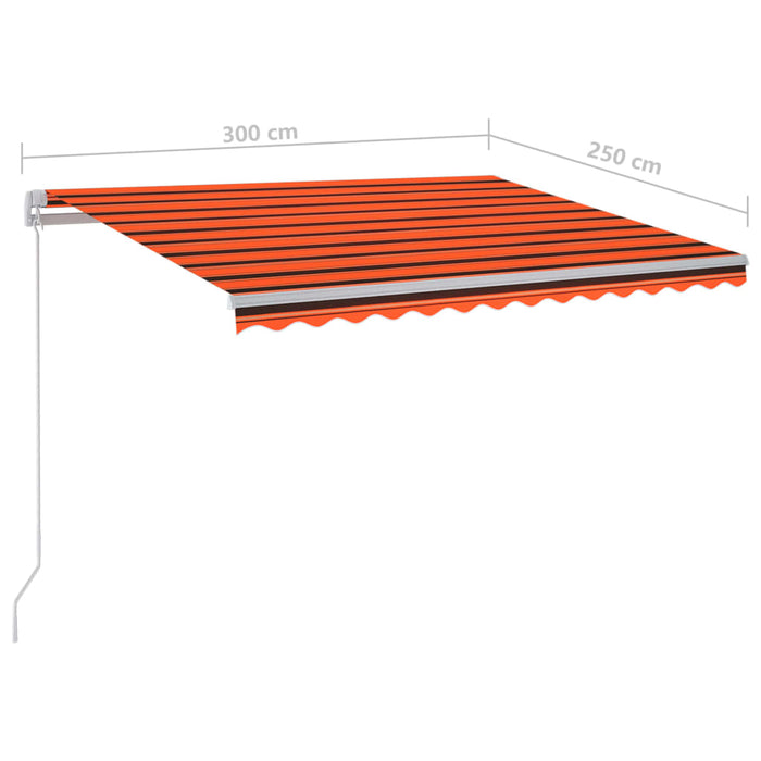 Copertină retractabilă manual LED, portocaliu & maro 300x250 cm - WALTI WALTI