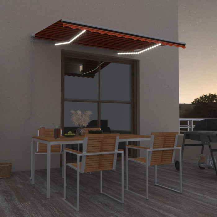 Copertină retractabilă manual LED, portocaliu & maro 300x250 cm - WALTI WALTI