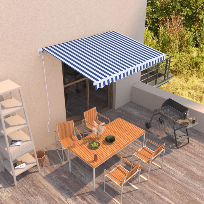 Copertină retractabilă automat, albastru și alb, 300x250 cm - WALTI WALTI