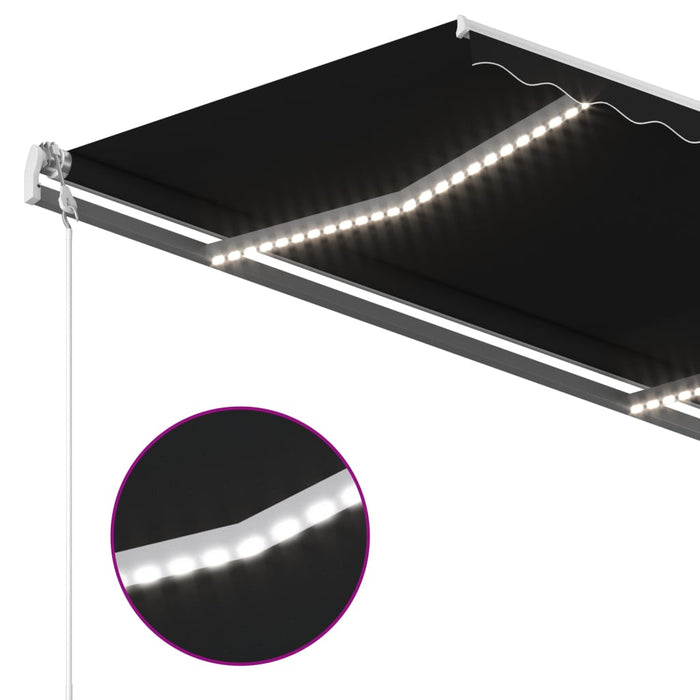 Copertină retractabilă senzor vânt & LED, antracit, 300x250 cm WALTI