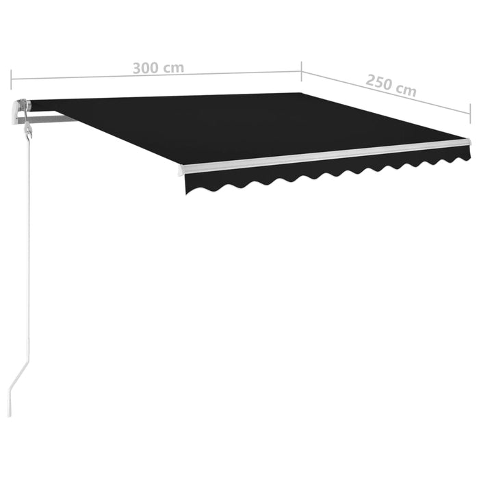 Copertină retractabilă senzor vânt & LED, antracit, 300x250 cm WALTI