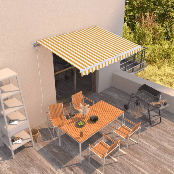 Copertină retractabilă automat, galben și alb, 350x250 cm WALTI