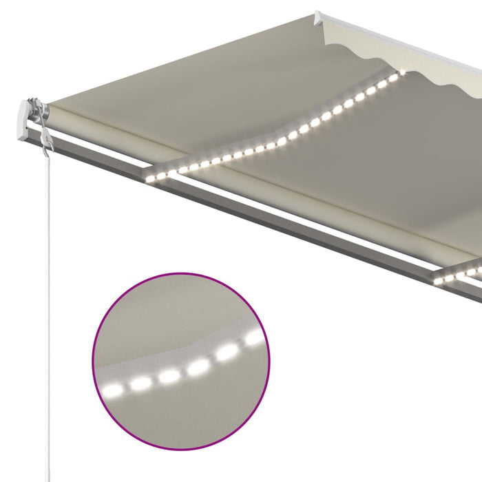 Copertină automată cu senzor vânt & LED, crem, 350x250 cm WALTI
