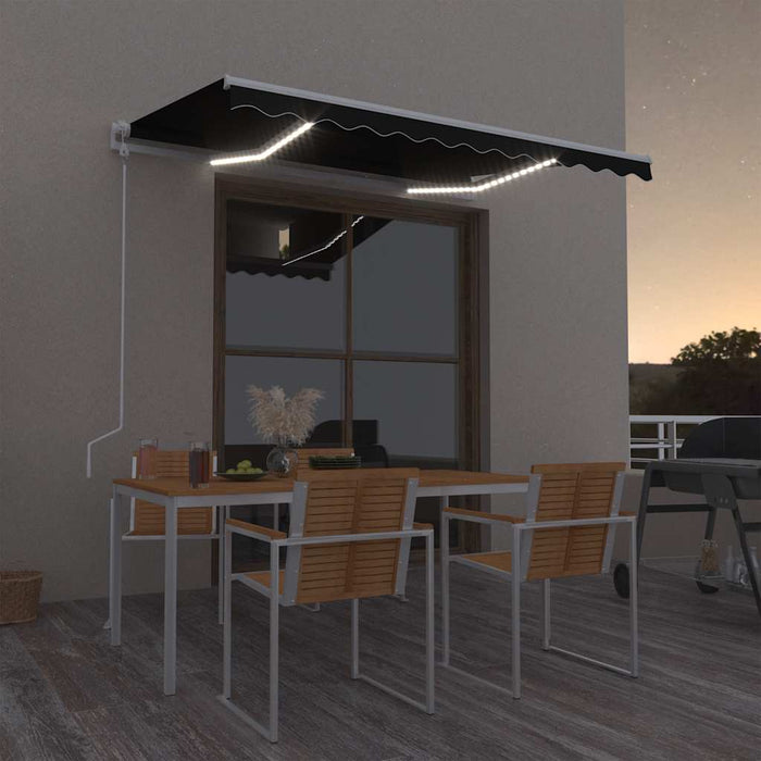 Copertină automată cu senzor vânt & LED, antracit, 350x250 cm - WALTI WALTI