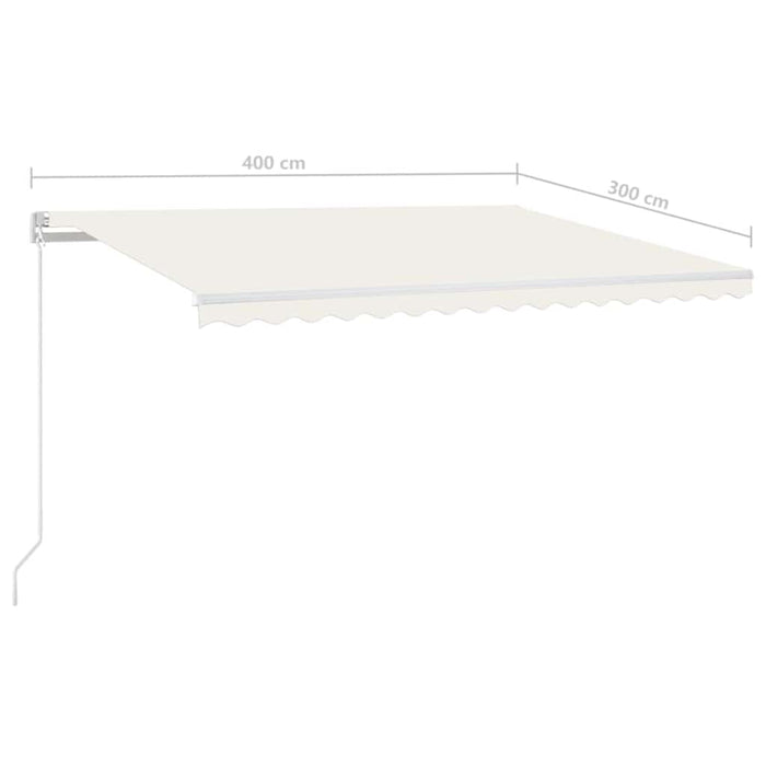 Copertină retractabilă manual cu LED, crem, 400x300 cm WALTI