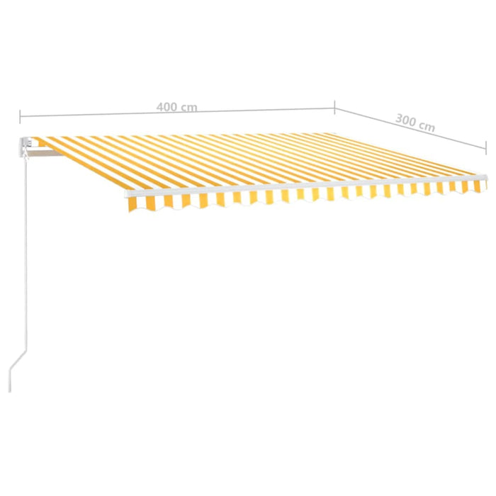 Copertină retractabilă manual cu LED, galben & alb, 400x300 cm WALTI
