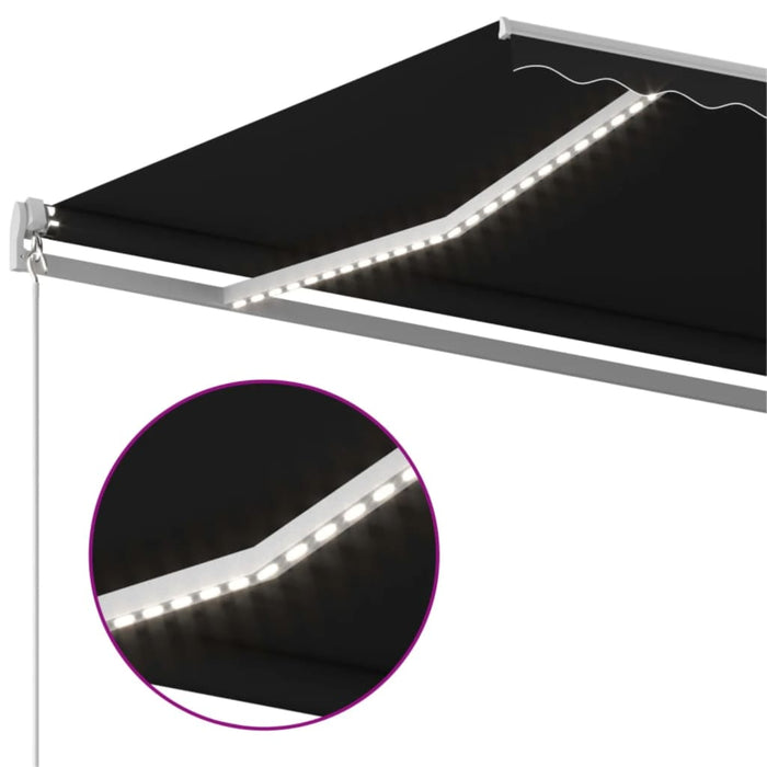 Copertină retractabilă manual cu LED, antracit, 400x300 cm WALTI