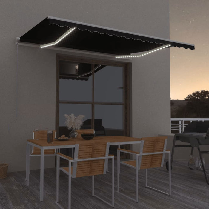 Copertină retractabilă manual cu LED, antracit, 400x300 cm WALTI