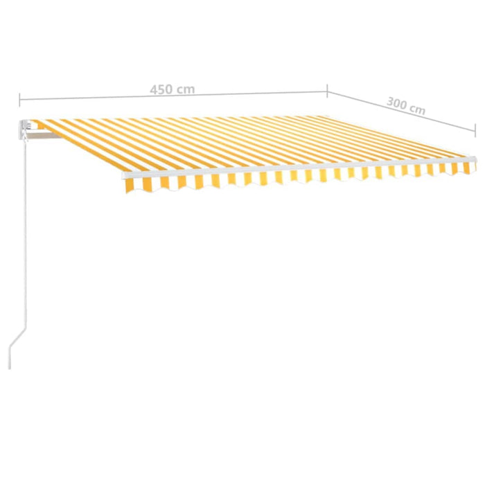 Copertină retractabilă manual, galben și alb, 450x300 cm - WALTI WALTI
