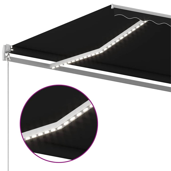 Copertină retractabilă manual cu LED, antracit, 450x300 cm WALTI