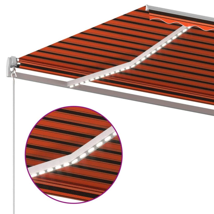 Copertină retractabilă manual cu LED portocaliu&maro 450x300 cm WALTI