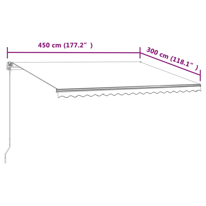 Copertină retractabilă automat, galben și alb, 450x300 cm - WALTI WALTI