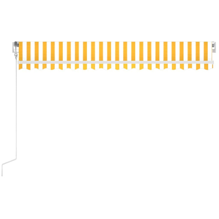 Copertină automată cu senzor vânt&LED, galben/alb, 450x300 cm WALTI