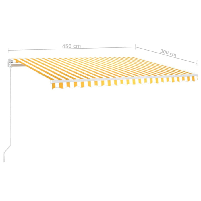 Copertină automată cu senzor vânt&LED, galben/alb, 450x300 cm WALTI