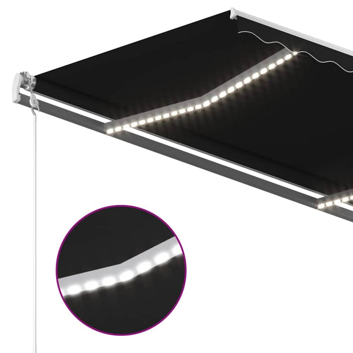 Copertină automată cu senzor vânt & LED, antracit, 450x300 cm WALTI