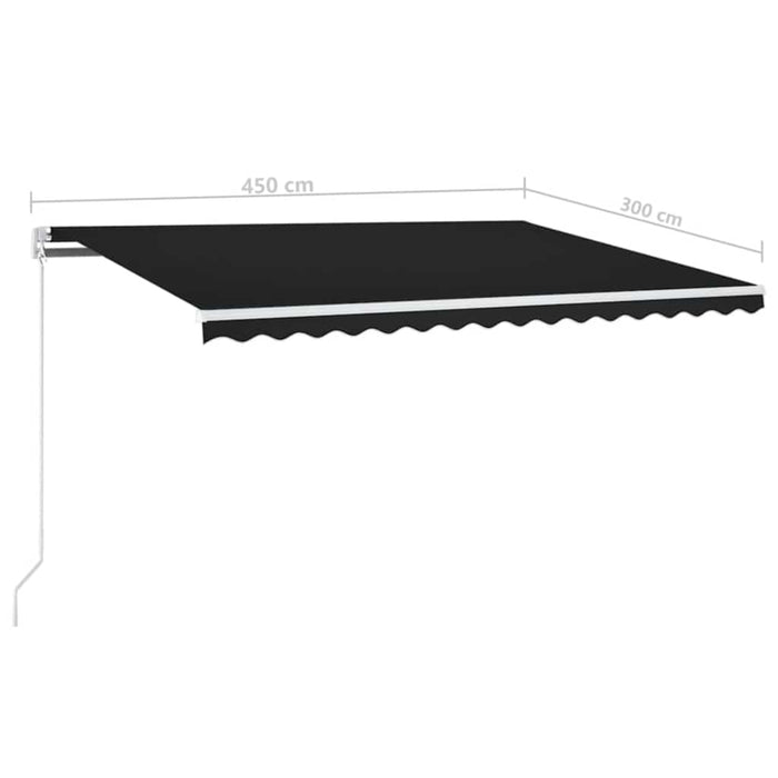 Copertină automată cu senzor vânt & LED, antracit, 450x300 cm WALTI