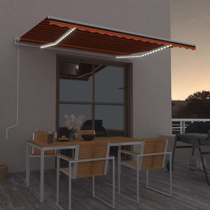 Copertină automată senzor vânt/LED, portocaliu/maro, 450x300 cm WALTI