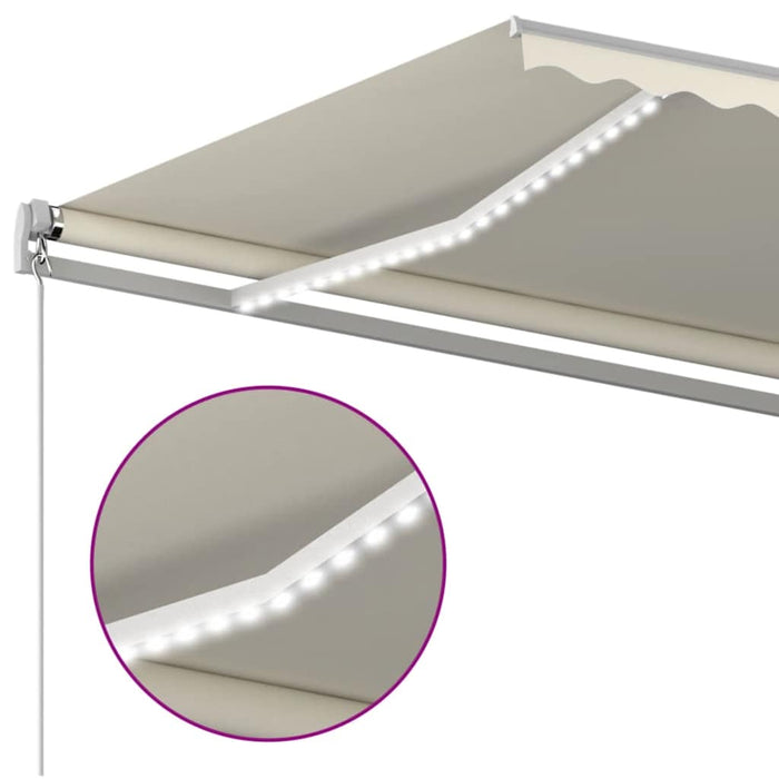 Copertină retractabilă manual cu LED, crem, 500x300 cm - WALTI WALTI