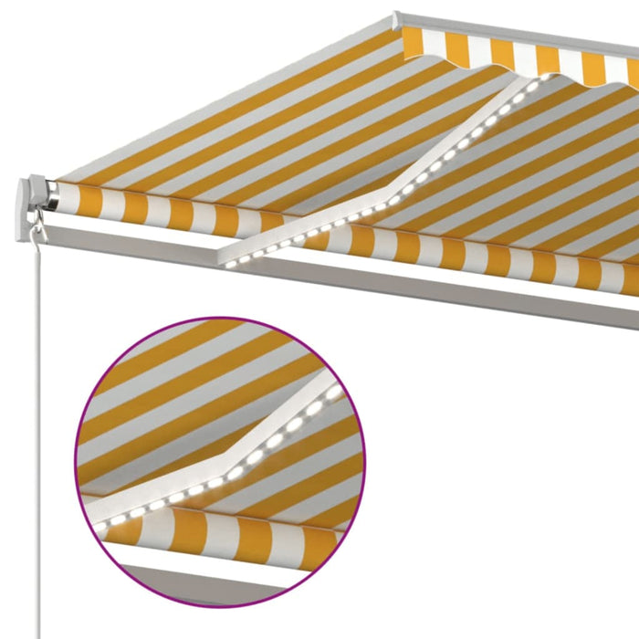 Copertină retractabilă manual cu LED, galben și alb, 500x300 cm WALTI