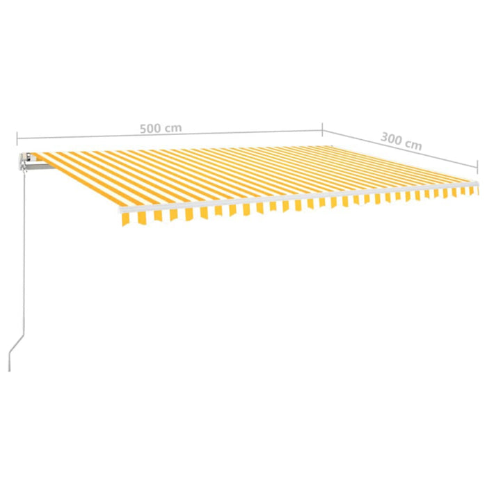 Copertină retractabilă manual cu LED, galben și alb, 500x300 cm WALTI