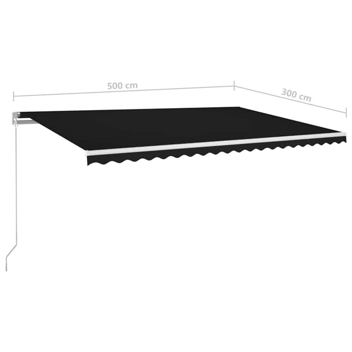 Copertină retractabilă manual cu LED, antracit, 500x300 cm - WALTI WALTI