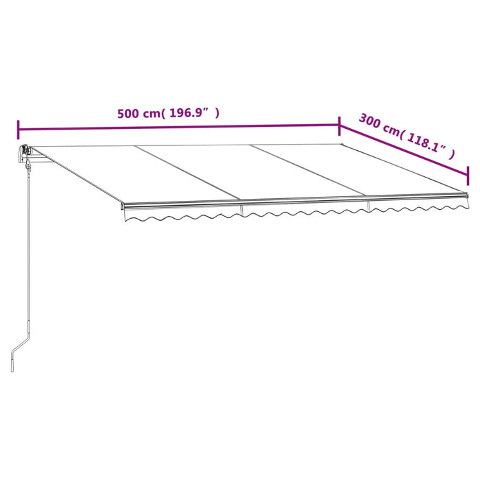 Copertină retractabilă automat, galben și alb, 500x300 cm - WALTI WALTI