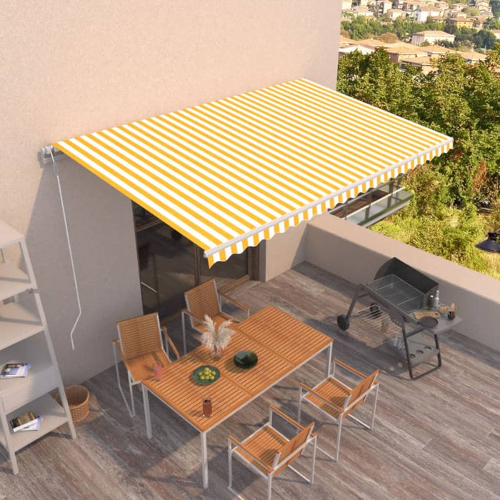 Copertină retractabilă automat, galben și alb, 500x300 cm - WALTI WALTI