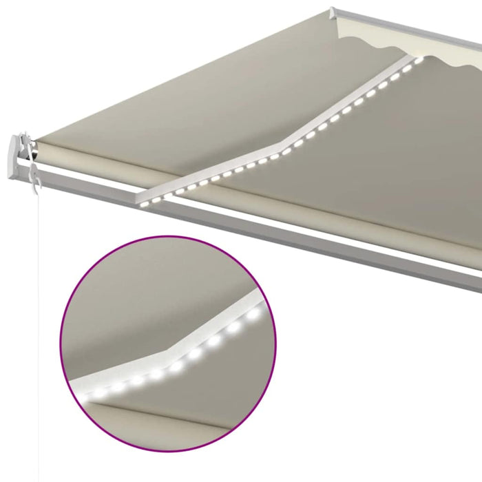 Copertină automată cu senzor vânt & LED, crem, 500x300 cm - WALTI WALTI