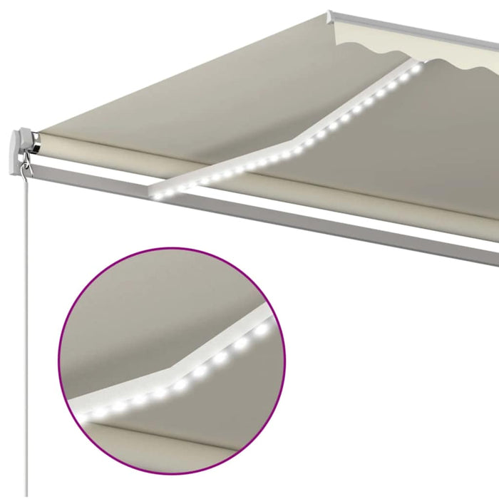 Copertină retractabilă manual cu LED, crem, 600x300 cm WALTI