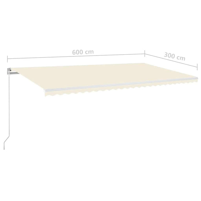 Copertină retractabilă manual cu LED, crem, 600x300 cm WALTI