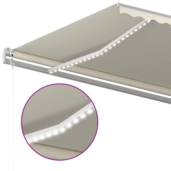 Copertină automată cu senzor vânt & LED, crem, 600x300 cm - WALTI WALTI