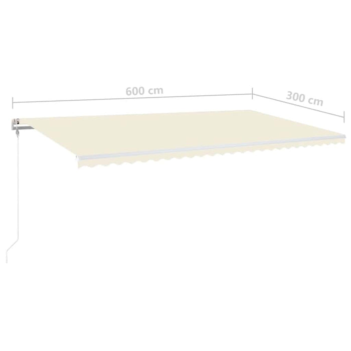 Copertină automată cu senzor vânt & LED, crem, 600x300 cm - WALTI WALTI