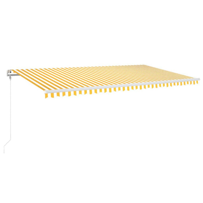 Copertină automată cu senzor vânt & LED, galben&alb, 600x300 cm WALTI