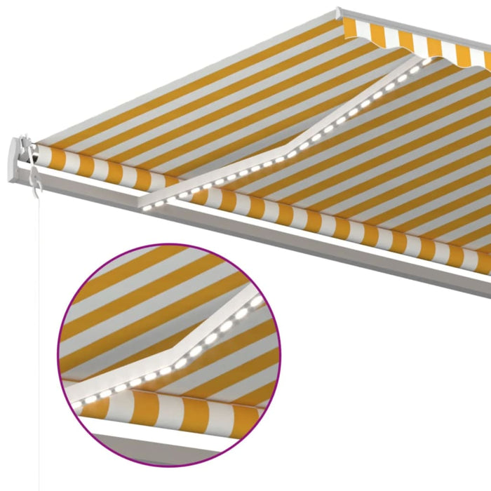 Copertină automată cu senzor vânt & LED, galben&alb, 600x300 cm WALTI