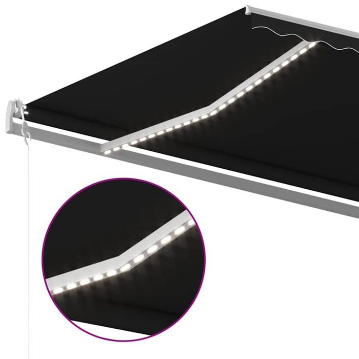 Copertină automată cu senzor vânt & LED, antracit, 600x300 cm WALTI
