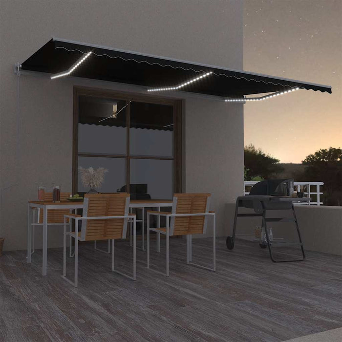 Copertină automată cu senzor vânt & LED, antracit, 600x300 cm WALTI