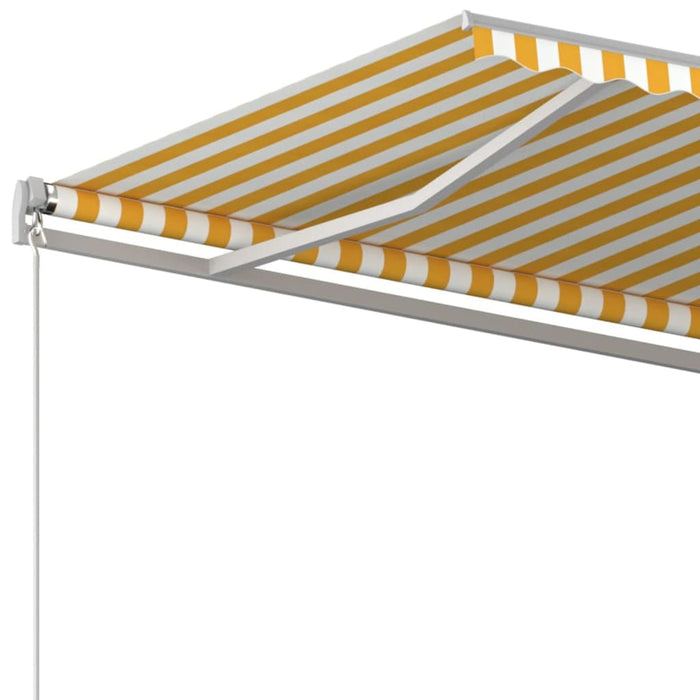 Copertină retractabilă manual, galben și alb, 400x350 cm - WALTI WALTI