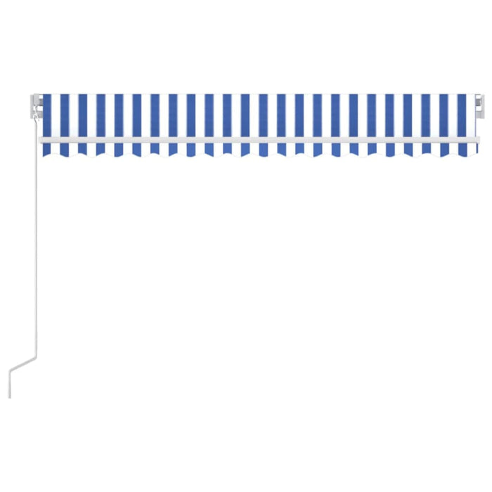 Copertină retractabilă manual cu LED, albastru/alb, 400x350 cm WALTI