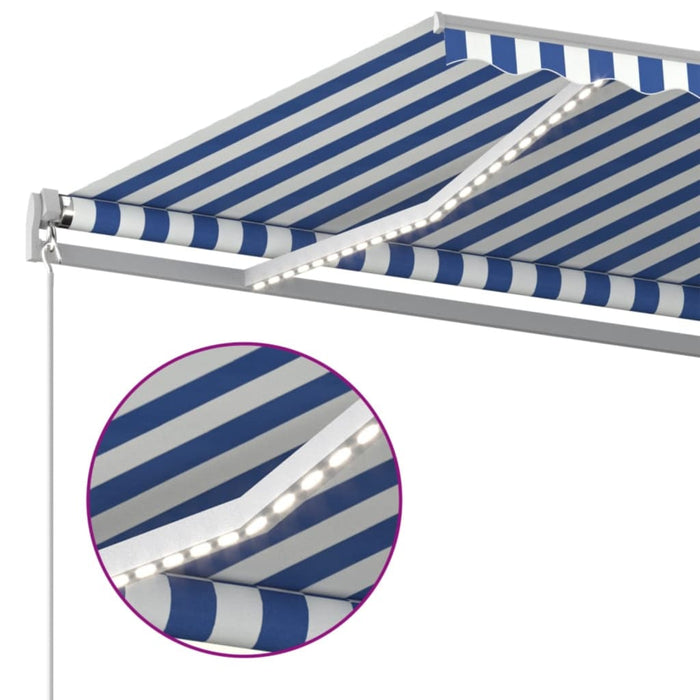 Copertină retractabilă manual cu LED, albastru/alb, 400x350 cm WALTI