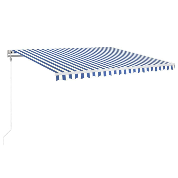 Copertină automată cu senzor vânt&LED, albastru/alb, 400x350 cm WALTI