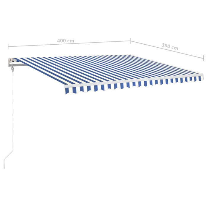 Copertină automată cu senzor vânt&LED, albastru/alb, 400x350 cm WALTI