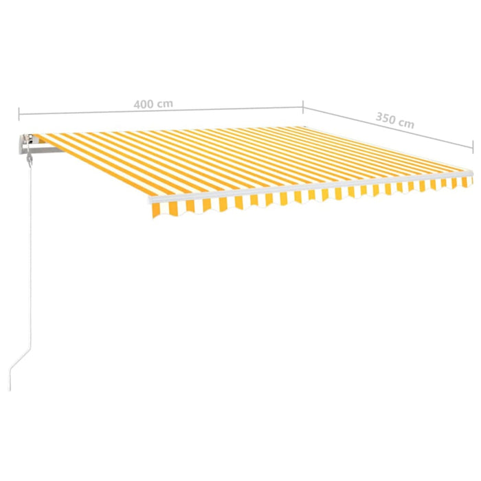Copertină automată cu senzor vânt&LED, galben/alb, 400x350 cm WALTI