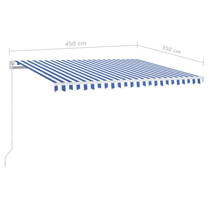 Copertină retractabilă manual cu LED, albastru/alb, 450x350 cm WALTI