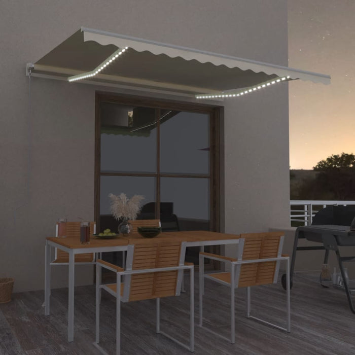 Copertină retractabilă manual cu LED, crem, 450x350 cm WALTI