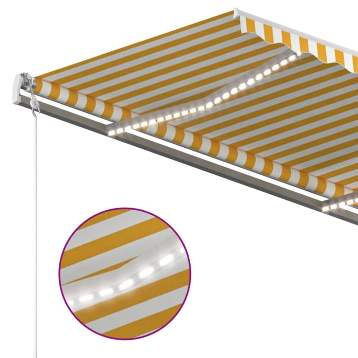 Copertină retractabilă manual cu LED, galben și alb, 450x350 cm WALTI