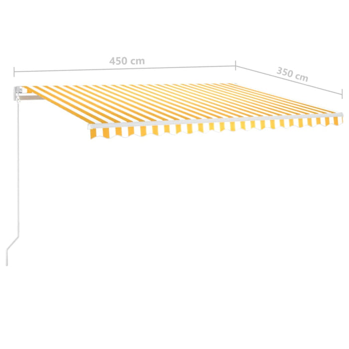 Copertină retractabilă manual cu LED, galben și alb, 450x350 cm WALTI